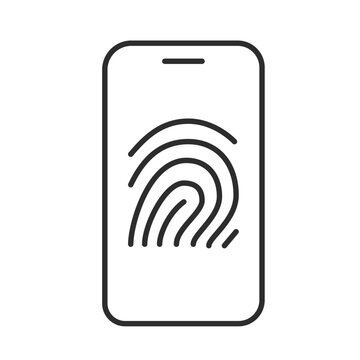 Phone with fingerprint icon vector