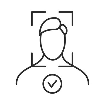 Face recognition icon. Facial id detect and identification. Identity login scan.