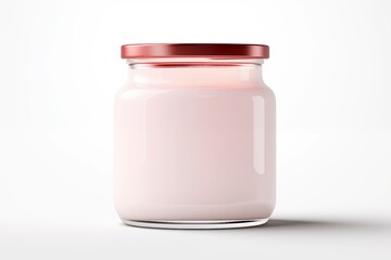 cream jar light pink color with metal lid, cosmetic product presentation mock up