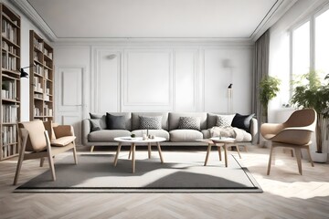 perspective of modern scandinavian living room-