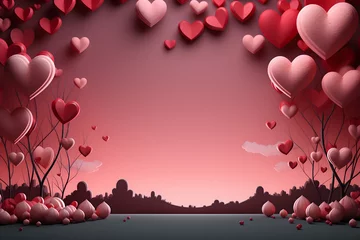 Fotobehang valentines day background, social media background for vday, full of romance cards with love, red rose and candles  © fadi
