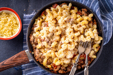 One skillet cheeseburger mac and cheese