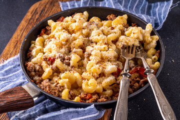 One skillet cheeseburger mac and cheese