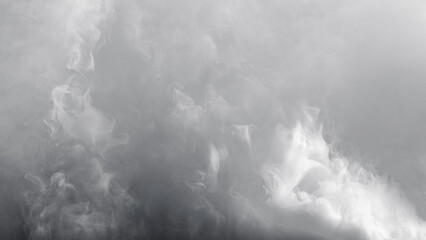 Texture of smoke of gray and white colors in sunlight
