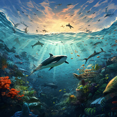 World Ocean Day. - obrazy, fototapety, plakaty