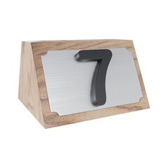 Olympia Wooden Table Number 7 Signs 3d illustration
