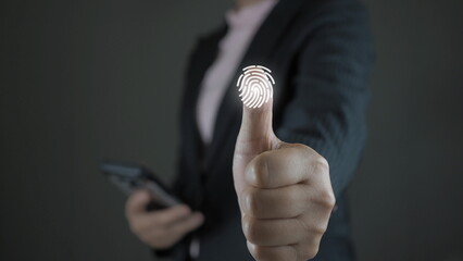 Service users lift their thumbs up and scan their fingers to enter the identity verification...