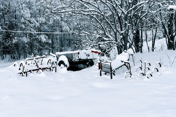 Abandoned agricultural equipment.