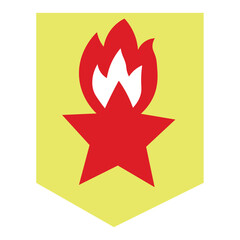 flat burning star icon in vector.red five-pointed star in vintage soviet style.object for logo sticker icon print app website
