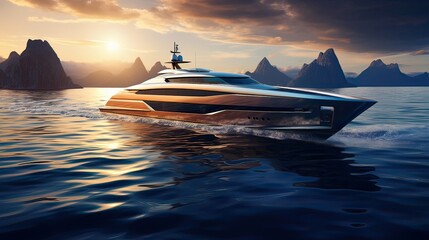 Luxury vessel, modern design, panoramic views, opulent lifestyle, leisurely voyage, high-end maritime experience, elegant travel. Generated by AI.