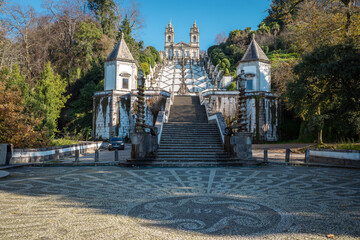 Portugal, Braga, Bom Jesus do Monte, stairs to neoclassical church