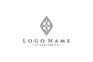 Jewelry logo design in minimalist line art style concept