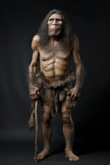 Fototapeta na wymiar Portrait of a Neanderthal, primitive man.