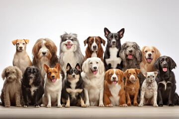 Group of dogs different breeds. Generative AI