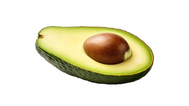 A slice of avocado on a transparent background, PNG image with background removed, Created with Generative Ai technology.