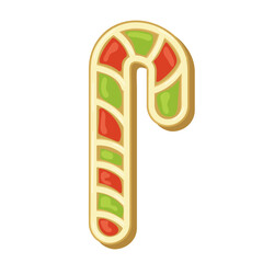 Christmas cookie. Christmas candy cane. Cute cartoon style.