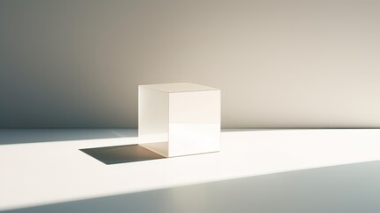 A sleek cube's defined angles create a soft, muted shadow. Defined angles, muted shadow, contemporary allure, light and structure. Generated by AI.