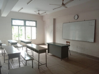 Classroom with white board and chair
