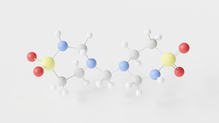 taurolidine molecule 3d, molecular structure, ball and stick model, structural chemical formula antimicrobial