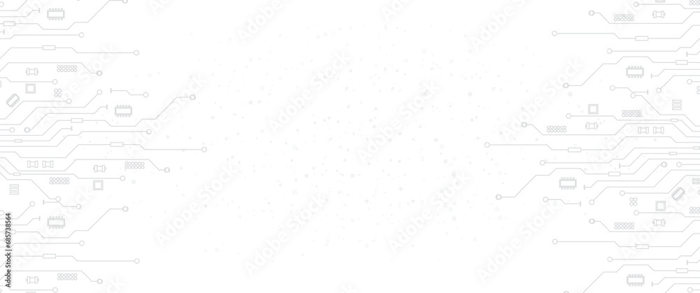 Fototapete abstract technology circuit board background. grey white abstract technology background. digital tec