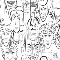 Fototapeta na wymiar Funny head cartoon characters patterns textiles