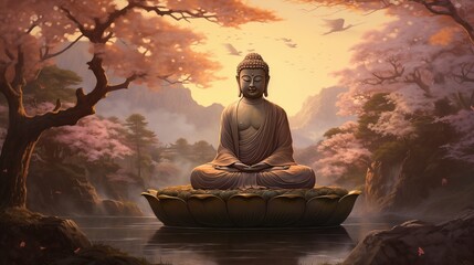 Buddha's journey to enlightenment, capturing moments of realization - obrazy, fototapety, plakaty