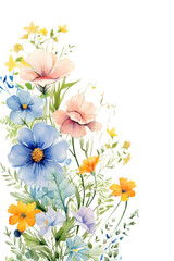 watercolor wildflower bouquet transparent background