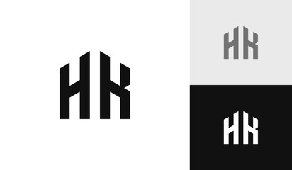 Letter HK initial with house shape logo design