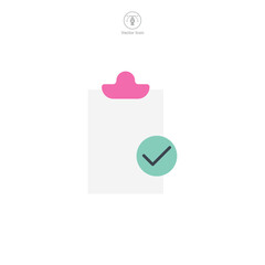 Check Mark on Document Icon symbol vector illustration isolated on white background