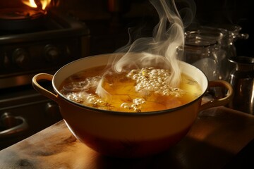 Comforting Hot bouillon. Stock food dish. Generate Ai