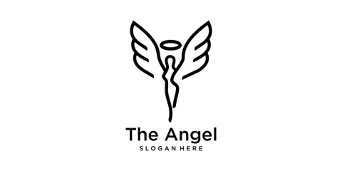 Creative angel logo design with modern minimalist style. flying angel. winged angel