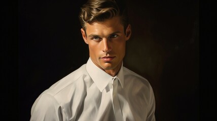 Obraz premium Handsome Gentleman with Intense Gaze - Professional Elegance