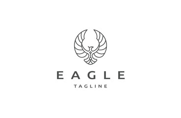 Eagle line logo design template flat vector