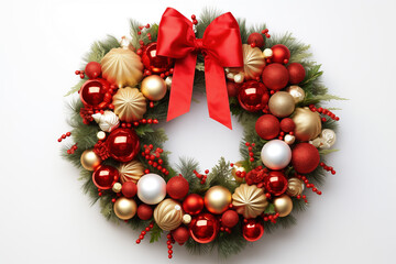 Fototapeta na wymiar Christmas wreath on white background