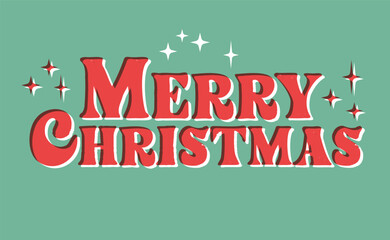Obraz premium Merry Christmas lettering. Typography vector illustration. Vintage print effect.