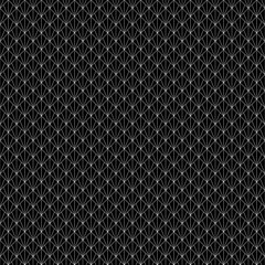 Mini interlocking triangles tessellation background. Image with repeated scallops. Fish scale. Seamless pattern with scales. Modern japanese motif. Peacock. Squama. Palm tree leafs grid. Vector print.