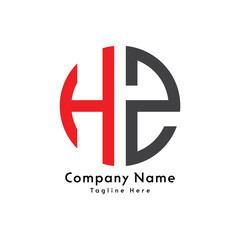 HZ letter round shape logo design icon