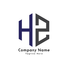 HZ letter Polygon shape logo design icon