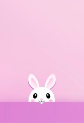 cute easter bunny vertical wallpaper in vibrant tones, with white rabbit isolated on purple background  for card banner or background 
