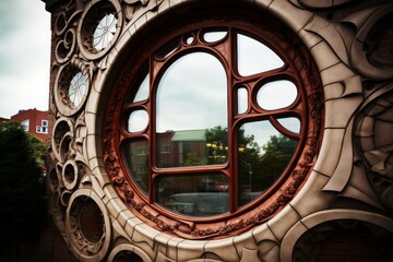Radiant Impressive window glass. Gaudi art. Generate Ai