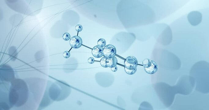 Creatinine rotating molecular 3d structure ball-and-stick model, looped video creatine breakdown product