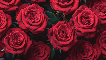 Vivid Red Roses Floral Background