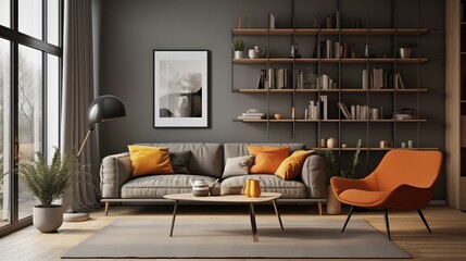 Scandinavian composition of living room