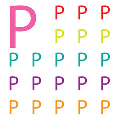 Colorful Letters P isolated on white background. Alphabet Letter p Colorful. Vector  Illustration.