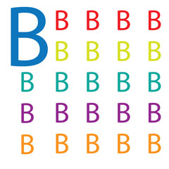 Colorful Letters B isolated on white background. Alphabet Letter B Colorful. Vector  Illustration.