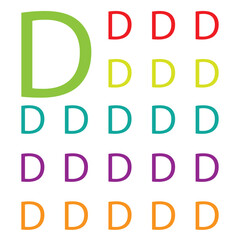 Colorful Letters d isolated on white background. Alphabet Letter d Colorful. Vector  Illustration.