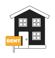 Home for rent black and white 2D illustration concept