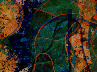 Neon abstract colorful background with grunge brush strokes and paint splashes