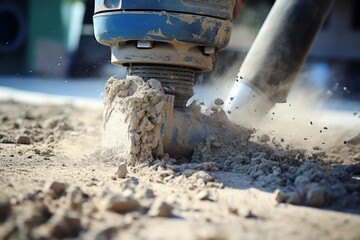 Vibrating Jackhammer concrete. Ground tool work. Generate Ai