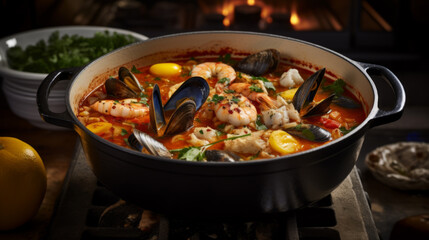 French seafood bouillabaisse soup